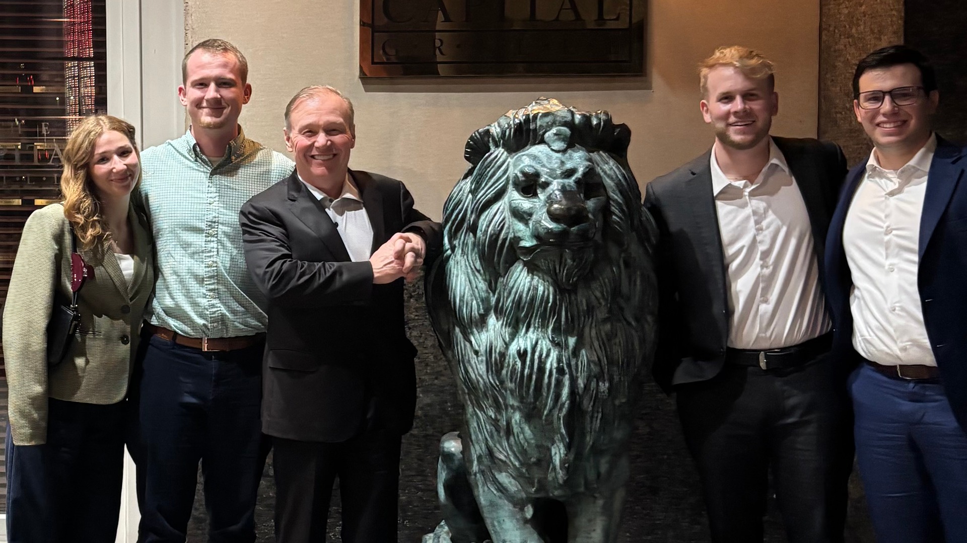 Witnesses Allison Daniels and Harrison Lawson with Coach Steve New and advocates Zach Rohrbaugh and Noah Bailey.