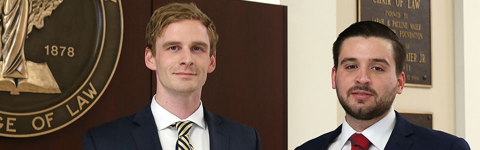 WVU Law students Levi Pelligrin and Brian Bowen inaugural consumer law fellows