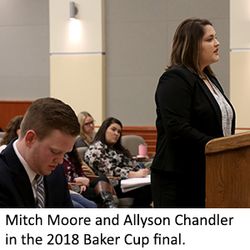 WVU Law 2018 Baker Cup finalists Mitch Moore and Allyson Chandler