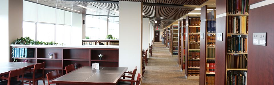 WVU Law second floor library seating area