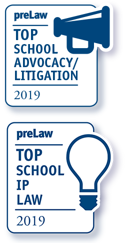 WVU Law - preLaw Top School Badges for Trial Advocacy and IP Law